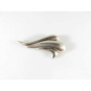 Whimsical Wave Brooch Art Nouveau Style Lovely Large Sterling Silver 925